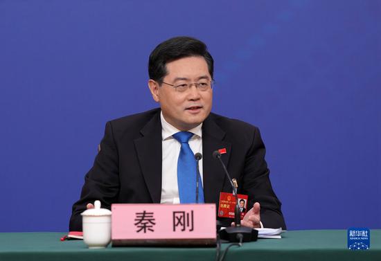 China's Foreign Minister Qin Gang speaks at a press conference, March 7, 2023. (Photo/Xinhua) 
