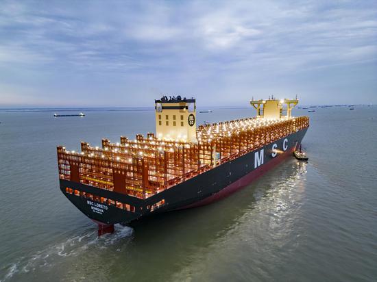 World's largest containership sets sail for sea trial