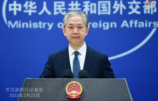 Chinese Foreign Ministry spokesperson Wang Wenbin speaks at a regular press conference in Beijing, March 22, 2023. (Photo/fmprc.gov.cn)