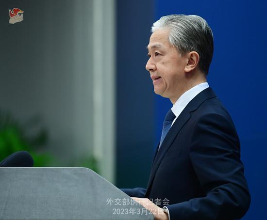 Chinese Foreign Ministry spokesperson Wang Wenbin speaks at a regular press conference in Beijing, March 22, 2023. (Photo/fmprc.gov.cn)