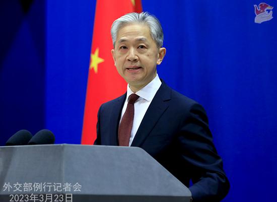 Chinese Foreign Ministry spokesperson Wang Wenbin speaks at a regular press conference in Beijing, March 23, 2023. (Photo/fmprc.gov.cn)