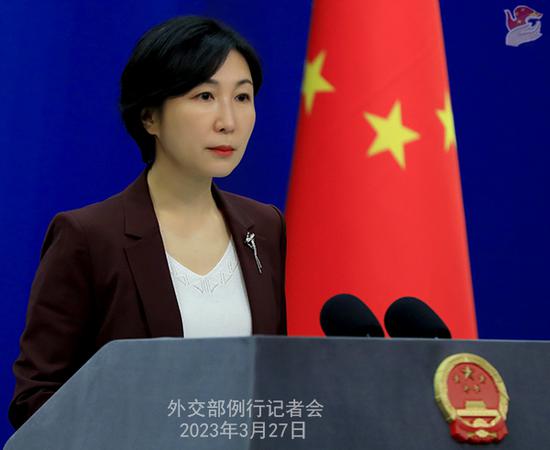 China's Foreign Ministry spokeswoman Mao Ning speaks at a regular press conference on March 27, 2023. (Photo/fmprc.gov.cn)