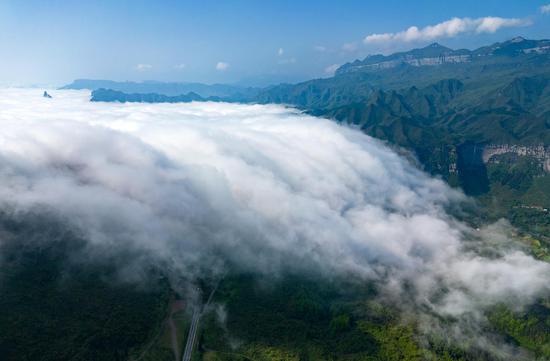 Cloud cascades over Jinfo Mountain