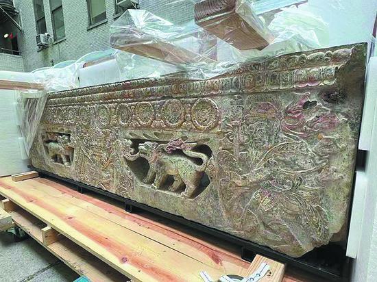 Two important carved stone relics that are more than 1,000 years old were repatriated by the United States to China during a ceremony in New York City on Tuesday. (Photo provided to China Daily)