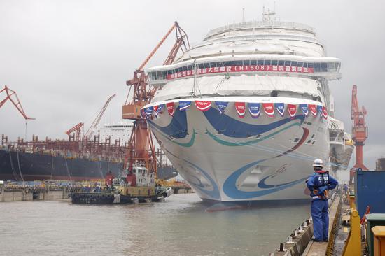 China's first home-built cruise ship undocks in Shanghai