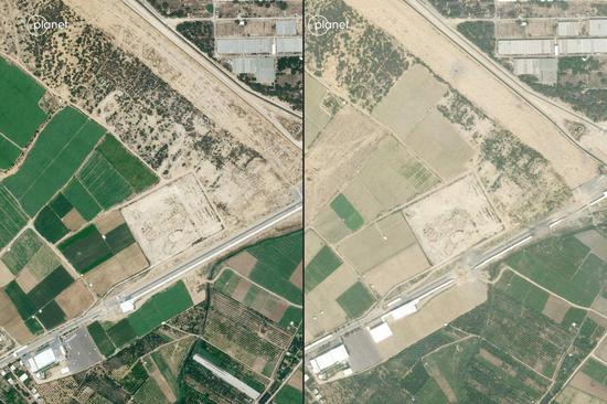 Satellite images of damaged Gaza checkpoint after attack