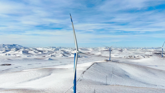 China's largest onshore wind power base at full-capacity production