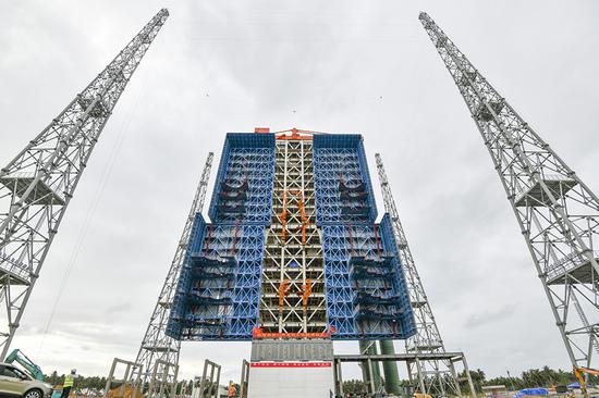 Major structure of China's first commercial launch pad in Hainan completed
