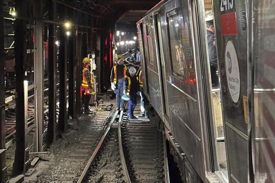 Subway trains collide in New York City