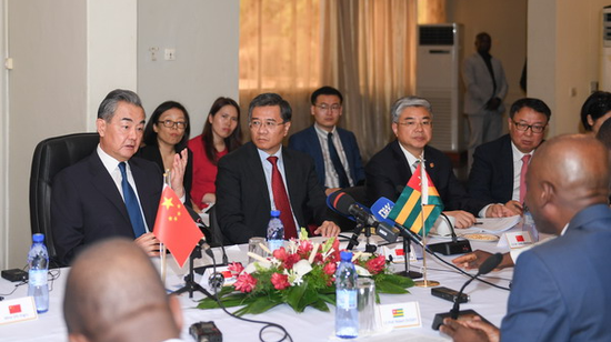 Chinese Foreign Minister Wang Yi (L) holds talks with Togolese Foreign Minister Robert Dussey in Lome, Togo, January 17, 2024. (Photo/Chinese Foreign Ministry)