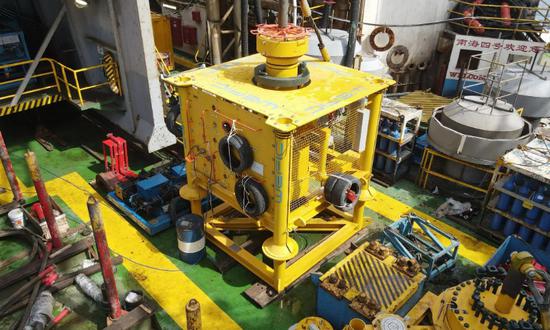 China's first domestically developed submarine oil drilling equipment – subsea Christmas (Xmas) tree. It is a core piece of equipment used in subsea production systems in the petroleum industry. (Photo/Courtesy of CNOOC)


