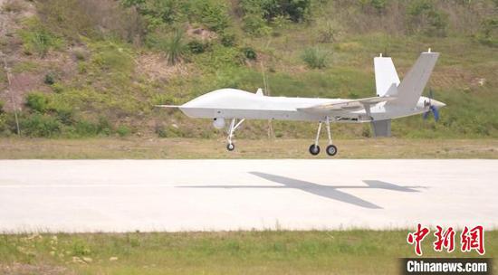 China's homegrown large civil unmanned aerial vehicle (UAV) Wing Loong-2 completed cargo flight testing on Sunday in Zigong, southwest China's Sichuan Province, April 28, 2024. (Photo/China News Service)