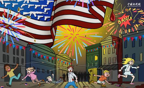 Comicomment丨Fireworks and gunshots: Violent Independence Day in U.S.
