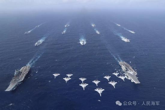 PLA navy conducts dual aircraft carrier formation exercise for first time