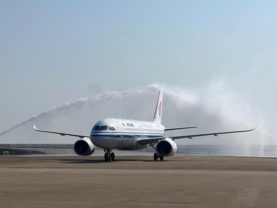 China's C919 aircraft makes debut in Macao SAR