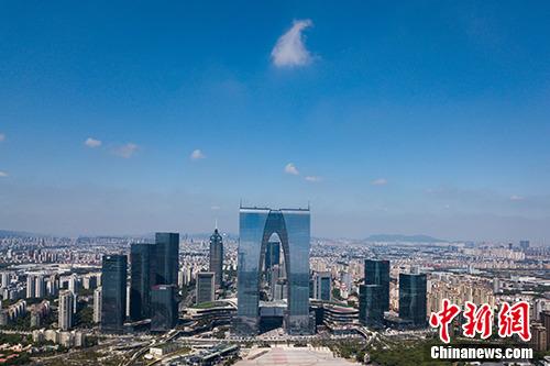 Photo shows an aerial view of the core business district of Suzhou Industrial Park. (Photo:China News Service/Yang Bo)