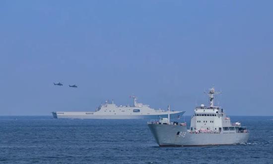 Warships attached to a detachment affiliated with the navy of the Chinese People’s Liberation Army (PLA) Southern Theater Command conduct multi-course combat exercise at an undisclosed area in the South China Sea in the winter of 2024. (Photo/Screenshot from the official WeChat account of the PLA Southern Theater Command)