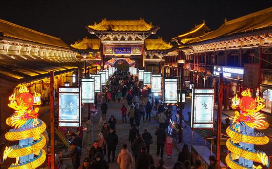 Colorful lanterns illuminate ancient city in Qinghai