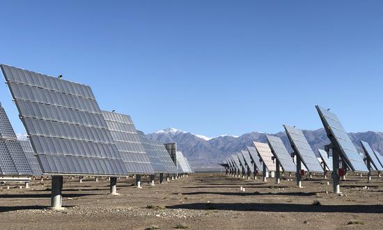 Solar panels made by a company in Xinjiang's Hami. (Photo: Liu Xin/GT)