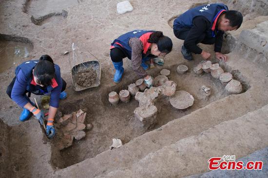 Archaeological site of the Xiatang neolithic site in Xianju County, east China's Zhejiang Province. This site is crucial evidence of China's 10,000-year cultural history, providing new material for the study of regional cultural evolution and the history of rice farming. (Photo provided to China News Service)