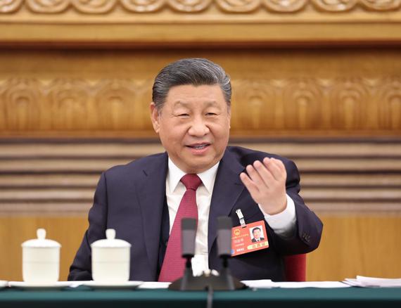 Chinese President Xi Jinping, also general secretary of the Communist Party of China Central Committee and chairman of the Central Military Commission, takes part in a deliberation with fellow lawmakers from Jiangsu during the third session of the 14th National People's Congress in Beijing, capital of China, March 5, 2025. (Photo by Sheng Jiapeng/Xinhua) Chinese President Xi Jinping, also general secretary of the Communist Party of China Central Committee and chairman of the Central Military Commission, takes part in a deliberation with fellow lawmakers from Jiangsu during the third session of the 14th National People's Congress in Beijing, capital of China, March 5, 2025. (Photo by Sheng Jiapeng/Xinhua)