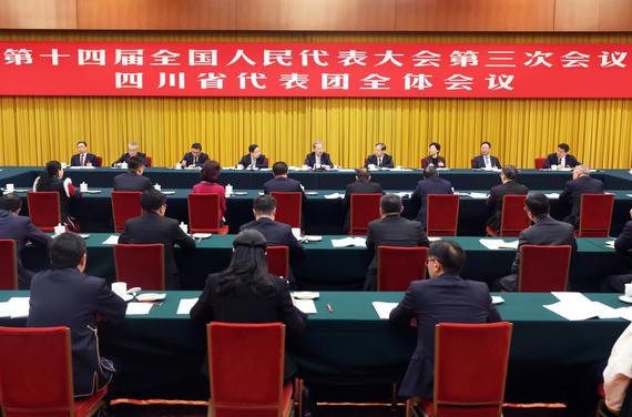 Zhao Leji, a member of the Standing Committee of the Political Bureau of the Communist Party of China Central Committee and chairman of the National People's Congress (NPC) Standing Committee, participates in a group deliberation with his fellow deputies from Sichuan Province at the third session of the 14th NPC in Beijing, capital of China, March 5, 2025. (Xinhua/Liu Weibing) Zhao Leji, a member of the Standing Committee of the Political Bureau of the Communist Party of China Central Committee and chairman of the National People's Congress (NPC) Standing Committee, participates in a group deliberation with his fellow deputies from Sichuan Province at the third session of the 14th NPC in Beijing, capital of China, March 5, 2025. (Xinhua/Liu Weibing)