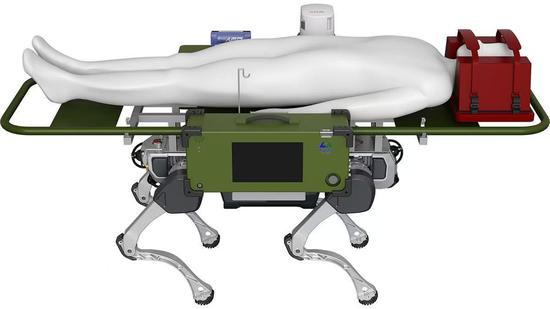 The world's first emergency rescue robot and emergency transport robot, independently developed by CSSC Haishen Company and Hangzhou-based DEEP Robotics (Photo/Science and Technology Daily)