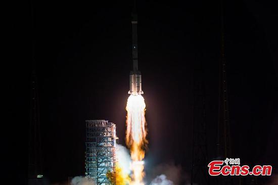 A Long March-3B carrier rocket carrying the Tianlian II-04 satellite blasts off from the Xichang Satellite Launch Center in southwest China's Sichuan Province, March 26, 2025. (Photo: China News Service/Xu Lihao) A Long March-3B carrier rocket carrying the Tianlian II-04 satellite blasts off from the Xichang Satellite Launch Center in southwest China's Sichuan Province, March 26, 2025. (Photo: China News Service/Xu Lihao)