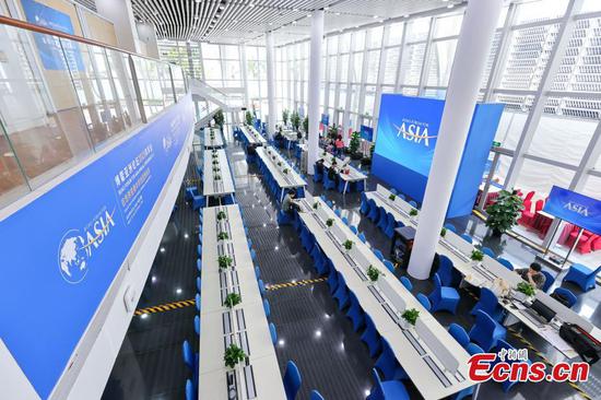 A view of the Media Center of the Boao Forum for Asia (BFA) Annual Conference 2025 in Boao, south China's Hainan Province, March 24, 2025. (Photo: China News Service/Luo Yunfei) A view of the Media Center of the Boao Forum for Asia (BFA) Annual Conference 2025 in Boao, south China's Hainan Province, March 24, 2025. (Photo: China News Service/Luo Yunfei)