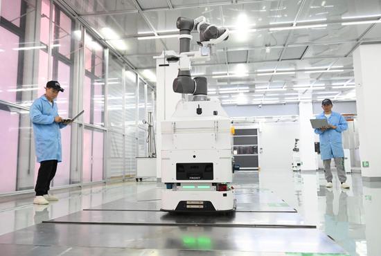 A glimpse of industrial robot manufacturing factory in C China