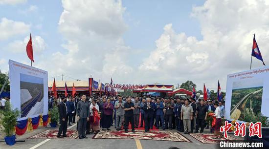 A ceremony is held for China-funded National Road 71C in Tbong Khmum, Cambodia, April 12, 2025. (Photo/China News Service)