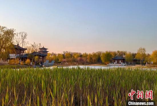 The tranquil beauty of Yuerong Park in Xiong’an New Area at sunset on March 31. (Photo: China News Service/Han Bing) The tranquil beauty of Yuerong Park in Xiong’an New Area at sunset on March 31. (Photo: China News Service/Han Bing)