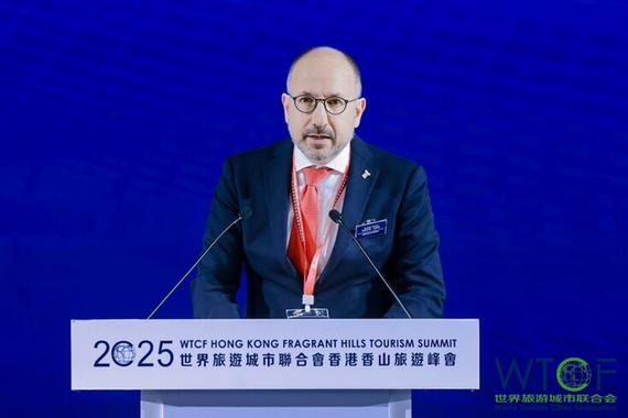 Maurizio Rasero, Governor of Asti Province and Mayor of Asti City, Italy, delivers a speech.