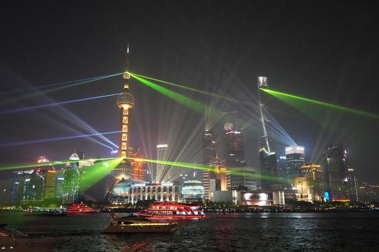 Light shows mark 35 years of Pudong's development in Shanghai