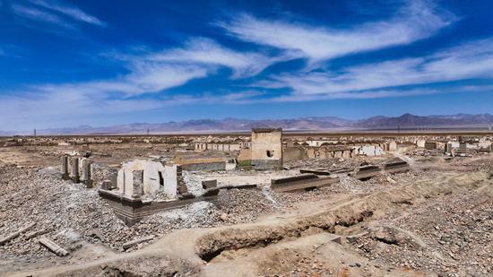 Remains of Lenghu petroleum industry site in Qinghai