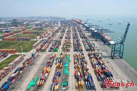 Aerial view of Nansha Port in Guangzhou, south China's Guangdong Province, April 29, 2025. (Photo/China News Service)
