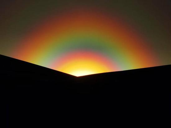Rainbow spotted at sunset in Inner Mongolia