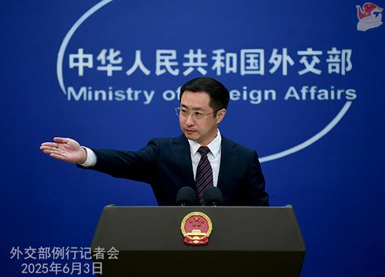 Chinese Foreign Ministry Spokesperson Lin Jian speaks at a regular press conference, June 3, 2025. (Photo from fmprc.gov.cn)