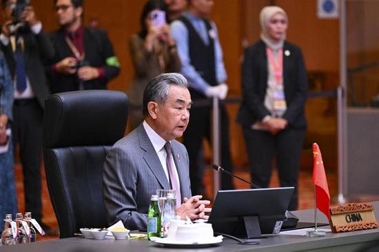 Chinese Foreign Minister Wang Yi, also a member of the Political Bureau of the Communist Party of China Central Committee, attends the China-ASEAN Foreign Ministers' Meeting in Kuala Lumpur, Malaysia, July 10, 2025. (Photo/Xinhua) Chinese Foreign Minister Wang Yi, also a member of the Political Bureau of the Communist Party of China Central Committee, attends the China-ASEAN Foreign Ministers' Meeting in Kuala Lumpur, Malaysia, July 10, 2025. (Photo/Xinhua)