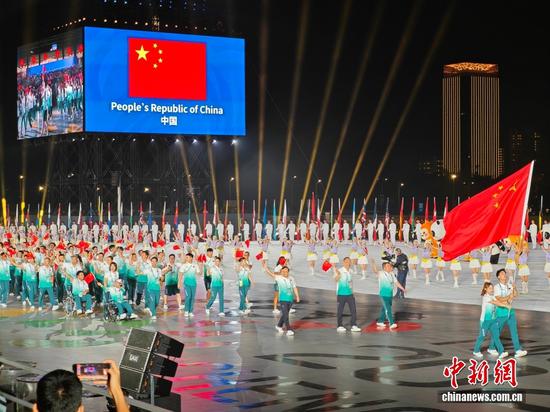 Members of the delegation of China parade during the opening ceremony of the World Games 2025 in Chengdu, southwest China's Sichuan Province, on Aug. 7, 2025. (Photo: China News Service/Zhang Lang) Members of the delegation of China parade during the opening ceremony of the World Games 2025 in Chengdu, southwest China's Sichuan Province, on Aug. 7, 2025. (Photo: China News Service/Zhang Lang)