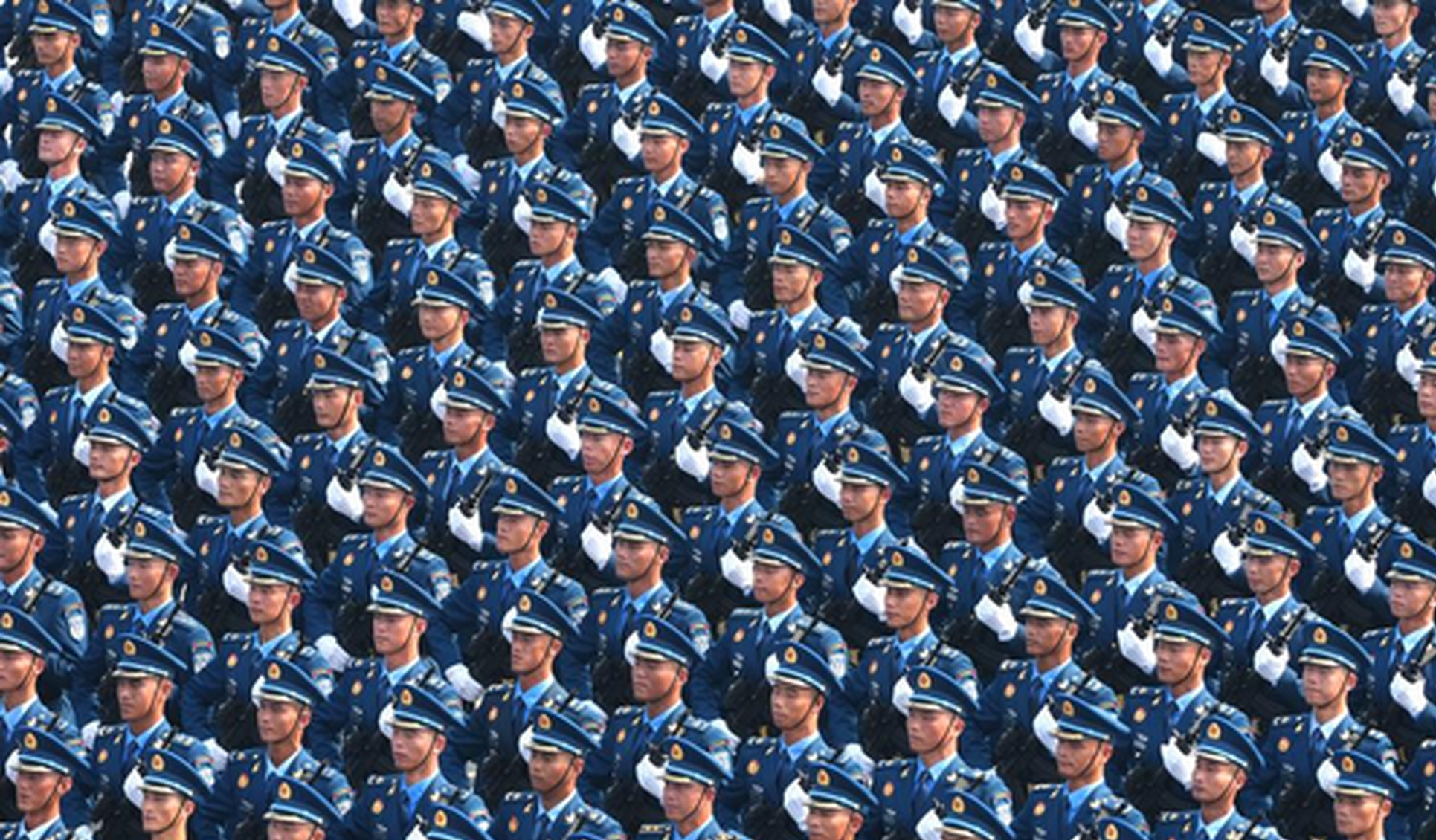 PLA Air Force formation marches through Tian'anmen Square