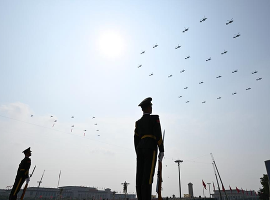 Fighter jets fly over Tian'anmen Square in parade