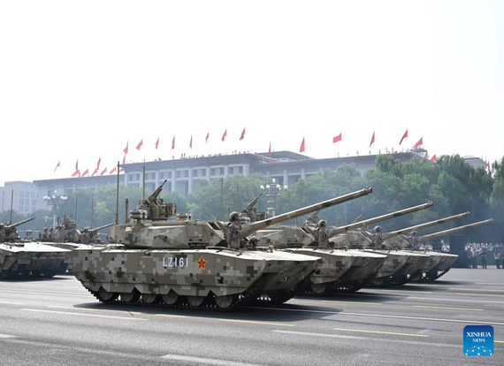 The ground assault formation attends a parade during a grand gathering to commemorate the 80th anniversary of the victory in the Chinese People's War of Resistance against Japanese Aggression and the World Anti-Fascist War in Beijing, Sept 3, 2025. (Photo/Xinhua)
