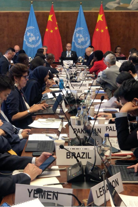 The " Working Together to Implement the UN 2030 Agenda - CIIE in Action " Global Development Initiative Seminar is held in Geneva. (Photo provided by China Daily)