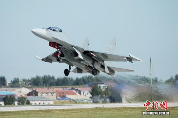 China’s fighter jet J-16 is seen during the 2025 aviation open-day activities of the Chinese People's Liberation Army Air Force and Changchun Air Show in Changchun, northeast China's Jilin Province, Sept. 19, 2025. (Photo/China News Service)