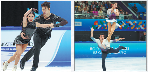 Ice dancers Wang Shiyue and Liu Xinyu (left), alongside pairs skaters Huang Yihang and Zhang Jiaxuan, guaranteed that China will have a full quota of figure skaters at Milano-Cortina 2026. WEI XIAOHAO/CHINA DAILY
