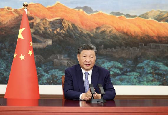 President Xi Jinping delivers a video speech to the United Nations Climate Summit 2025 held in New York on Sept 24, 2025. (Photo/Xinhua)