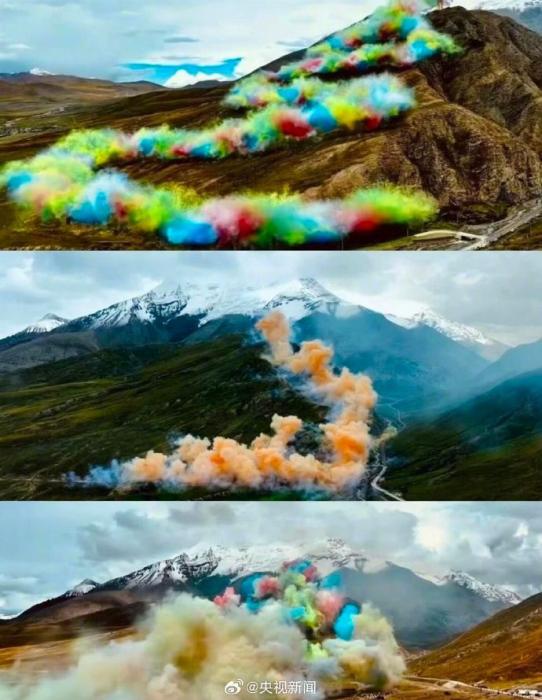 Photo shows the large-scale firework show in the Himalayas, Xizang Autonomous Region. (Photo/CCTV News) Photo shows the large-scale firework show in the Himalayas, Xizang Autonomous Region. (Photo/CCTV News)