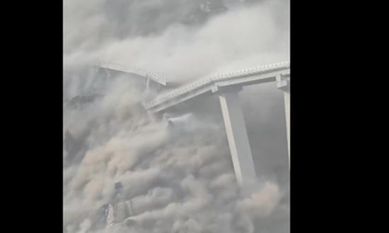 Hongqi Bridge at hydropower station in southwest China's Sichuan collapses