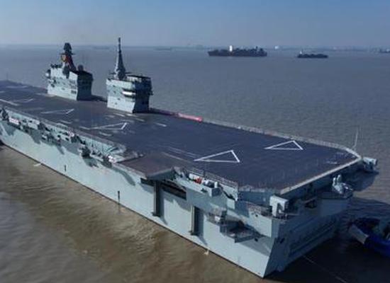 China's largest amphibious assault ship sets off on maiden sea trial